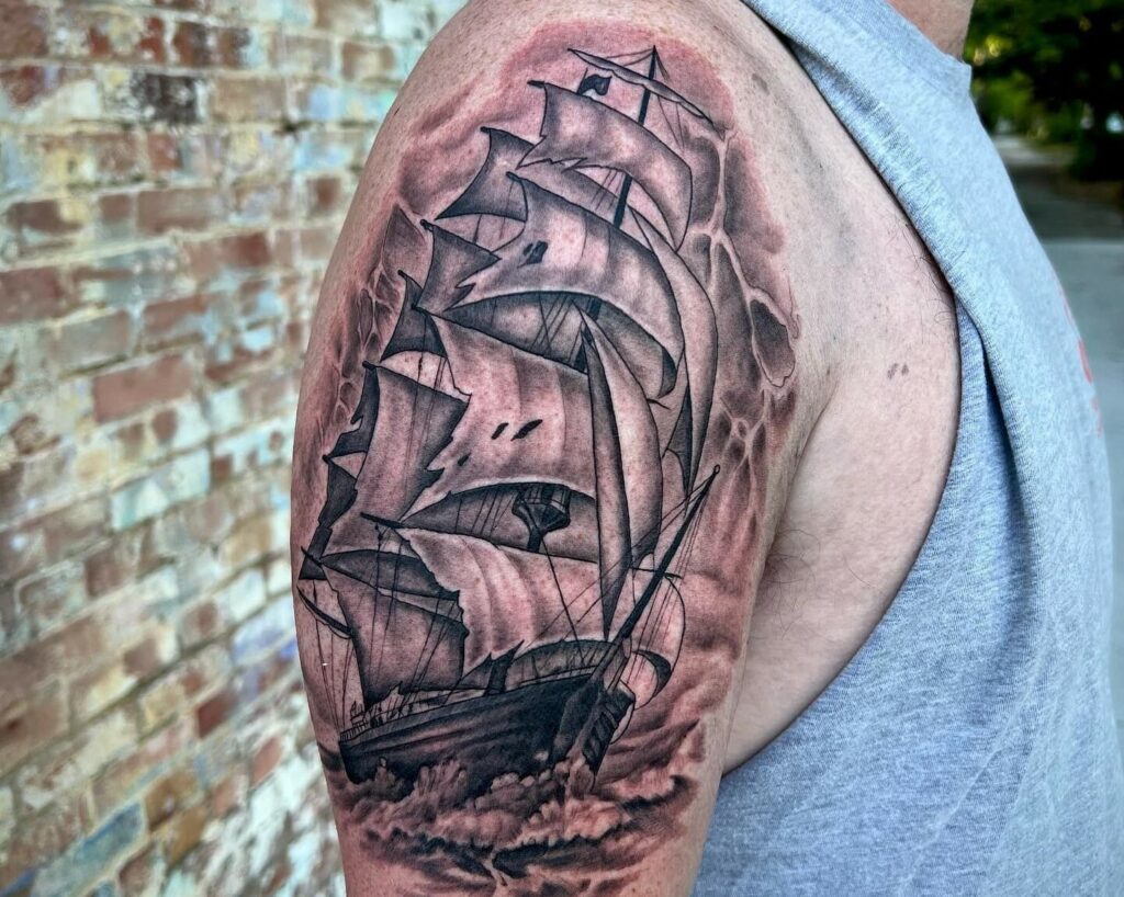 Traditional Pirate Ship by Mully TattooNOW